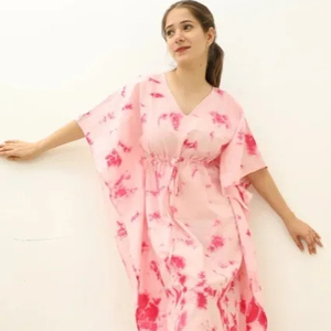 Nuevo Vestido de Novia Estilo Kaftán de Algodón con Estampado Tie-Dye, Manga Larga, Largo hasta el Suelo, Estilo Vintage, Corte en A, con Decoración de Encaje - Product Image 1