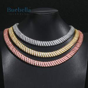 Alta calidad 925 plata esterlina 10mm Micro Pave cadena de eslabones cruzados Micro Pave collar de moissanita para hombres - Product Image 5