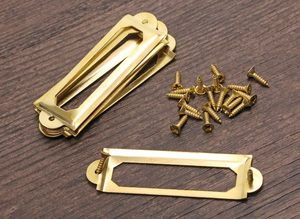 Poignée de porte de tiroir en laiton antique plaqué or, étiquette de laboratoire, cadre de tirage, porte-carte de nom, porte-documents, meuble, armoire, OEM - Product Image 3