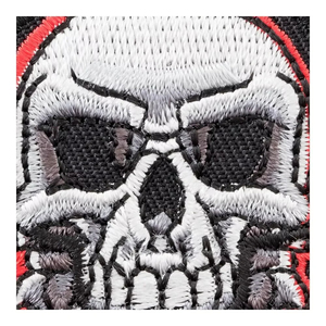 <b>Red</b> & Black Skull Patches Black Twill <b>Fabric</b> Sew-On Embroidered Merrow Border embroidery Patches Work For Clothing And Hats - Product Image 3