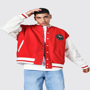 Veste en laine personnalisée professionnelle pour hommes Logo brodé Varsity Baseball Letterman manches en cuir décontracté à capuche Design bouffée - Product Image 1