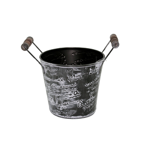 Maceta redonda de hierro con asas F598 negro con blanco antiguo de gran tamaño conjunto de 2 macetas y macetas de jardín personalizadas a granel - Product Image 4