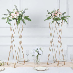 Support à fleurs pour mariage Support à fleurs hexagone en métal doré pour table de fête de mariage Centre de table Support à fleurs pour mariage - Product Image 5