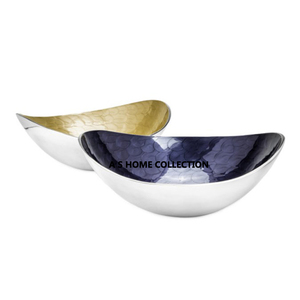 Con esmalte dorado y plateado, diseño creativo, juego de cuencos decorativos de 2, pulido brillante de Metal para fiesta de servicio de comida - Product Image 1