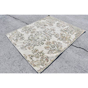 Tapis turc Vintage Beige Vert 5.4 X 6.7ft fait à la main en laine grande surface Patchwork Design rectangulaire couloir Latex pour la décoration de la chambre - Product Image 2