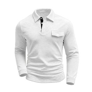 2026 New Men's Solid Color Breathable Plus Size <b>Long</b>-<b>Sleeve</b> for Shirt with Button-Down and <b>Henley</b> Collar - Product Image 4