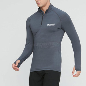 เสื้อยืดรัดกล้ามเนื้อมีซิปครึ่งซิปสำหรับผู้ชายเสื้อยืดรัดกล้ามเนื้อมีซิปครึ่งโลโก้ออกแบบได้ตามต้องการ - Product Image 3