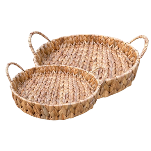 ตะกร้าใส่ผลไม้ถาดใส่น้ำผักตบชวาอเนกประสงค์ตะกร้าใส่ผลไม้ที่เสิร์ฟเครื่องดื่มของขบเคี้ยวของตกแต่งบ้านเป็นมิตรต่อสิ่งแวดล้อม - Product Image 1