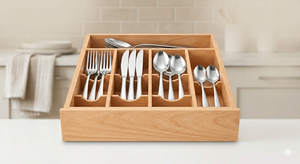 Organisateur de tiroir à couverts en bois de hêtre de qualité supérieure - Product Image 2