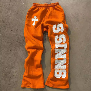 Pantalones de hombre gruesos teñidos lavados con ácido de 450 gramos al por mayor pantalones casuales Vintage con cordón pantalones de chándal para hombre pantalones de hombre - Product Image 5