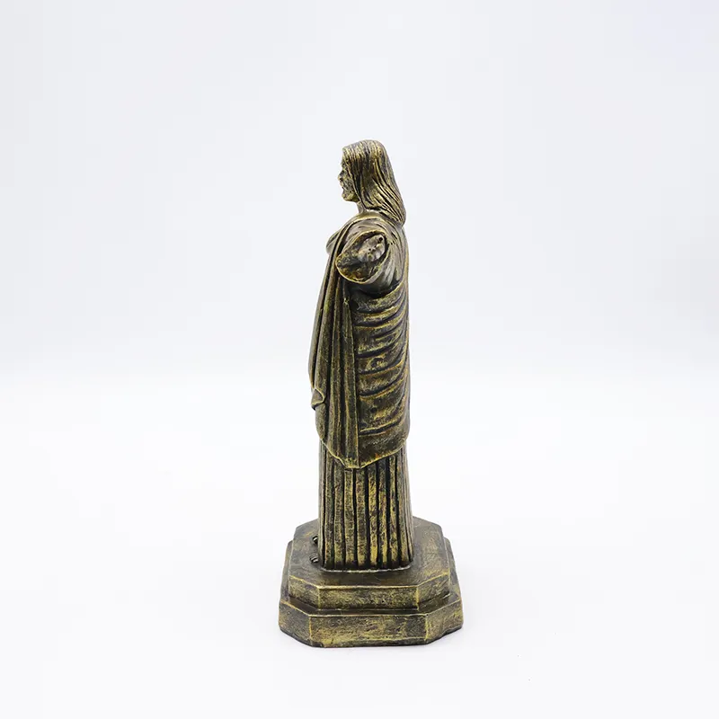 Estátua de bronze de resina feita a mão para decoração de casa, estatueta de Jesus em bronze, artesanato personalizado OEM, católico e religioso