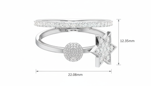 เครื่องประดับ NARANG แหวนทองคำแท้ 14K ประดับเพชรธรรมชาติ 36 เม็ด ดีไซน์หรูหราแบบ Eluzian สำหรับผู้หญิง ชุบโรเดียม เหมาะสำหรับสวมใส่ทุกวัน น้ำหนัก 3.20 กรัม - Product Image 2