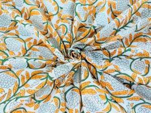 Hand <b>Block</b> <b>Printed</b> Organic 100% Cotton Fabric for Women & Girls Lightweight Home Textile Curtain & Bag Material Floral Design - Product Image 5