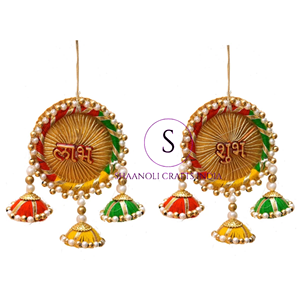 ที่แขวนปักลาย shubh and labh นักออกแบบที่มีคุณภาพสูงแขวนที่สวยงามต้องทำงานทำด้วยมือแขวนสำหรับสวมใส่ในเทศกาลดิวาลี - Product Image 2