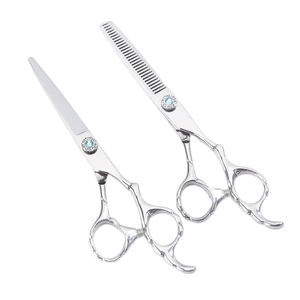 Tijeras de peluquero profesionales con logotipo personalizado 400c, herramienta de corte de pelo de acero inoxidable duradero, mango de cerámica negra, recto afilado - Product Image 1