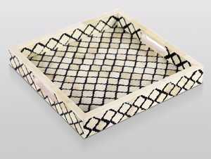 Deluxe Bone Inlay Tray Premium Finish Customizable Tableware for Living Room Home Organization Stylish Decorative Centerpiece - Product Image 3