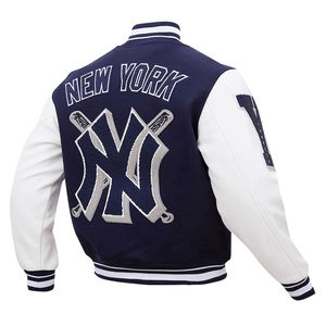 OEM chaqueta universitaria de alta calidad para hombre soporte invierno chenilla bordado personalizado béisbol Letterman tallas grandes mangas de cuero - Product Image 2
