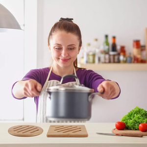 Tienphong 2025 napperon lavable anti-dérapant en bois de bambou fait à la main rond, carré - Product Image 5