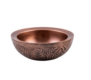 Évier en cuivre martelé de conception tendance forme ronde et évier de bassin de taille personnalisée pour l'utilisation de salle de bain et de cuisine - Product Image 3