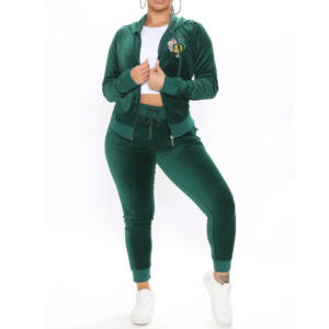 Custom Breathable Professional Hooded Two Piece Women <b>Velvet</b> <b>Tracksuit</b> Zip Winter Season Multi Color Oem Pakistan - Product Image 3
