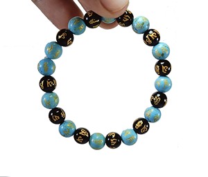 สร้อยข้อมือคุณภาพสูง OM mani Padme Hum beads สร้อยข้อมือปรับรอบเครื่องเพชรพลอยการรักษาเครื่องประดับแฟชั่นผู้ชายและผู้หญิงพลังงาน - Product Image 4