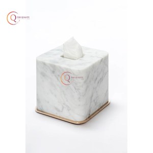 Boîte à mouchoirs en marbre de taille personnalisable peu coûteuse Récipient en marbre blanc Technique de forme carrée faite à la main tenant du papier de soie - Product Image 5