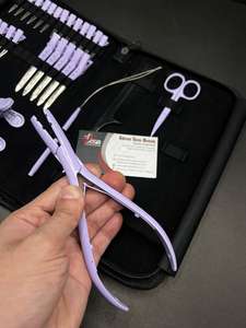 Extensions de Cheveux Vierges Lavande Pourpre avec Logo Personnalisé Pinces Alligator en Métal et Ciseaux Outils pour l'Intégration de Cheveux Humains - Product Image 2