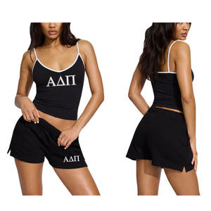 <b>Top</b> Design Alpha Delta Pi Women's Winter Solid Above Knee Two Piece Set <b>Mock</b> <b>Neck</b> Drop Shoulder Sleeveless Fraternity - Product Image 6