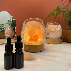 Wholesale Home Essentials Natural Electronic Usb <b>pink</b> Crystal Led Himalayan Salt Lamp Night <b>Light</b> Room Aroma Diffuser Glass Body - Product Image 5