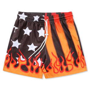 Pantalones cortos de baloncesto para hombre Pantalones cortos atléticos de entrenamiento informal Pantalones cortos de correr con estampado gráfico de llama de malla - Product Image 1