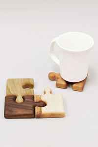 Juego de Posavasos de Madera de Roble Macizo con Forma de Rompecabezas, Posavasos Encajables para Bebidas, para el Hogar, Cafetería, Vajilla, Regalo Ecológico Único - Product Image 6