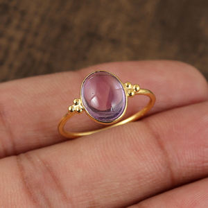 แหวนเงินแท้ 925 ชุบทองวินเทจ ประดับพลอยอะมีทิสต์ธรรมชาติ ดีไซน์สวยหรู เหมาะสำหรับงานแต่งงาน งานปาร์ตี้ เครื่องประดับมาใหม่ - Product Image 2