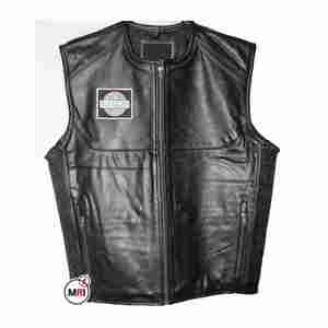 Chaleco personalizado de cuero genuino para motociclista Chaleco de cuero de alta calidad para hombre Chaleco de motociclista para montar - Product Image 1