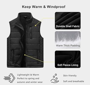 Vente directe usine – Gilet matelassé zippé personnalisé respirant de haute qualité pour homme, idéal pour l'hiver, 100 % coton 220g – Meilleures ventes - Product Image 6