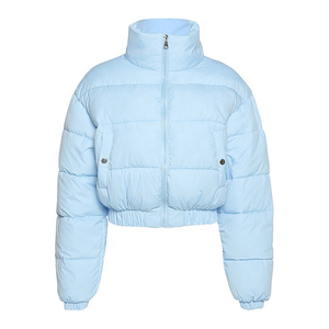 Chaquetas acolchadas sólidas de Invierno para mujer hechas a medida con diseño de logotipo de mujer con cierre de cremallera corta transpirable gruesa cálida - Product Image 5