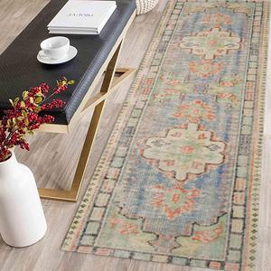 Green Printed Rug: Medallion Design, Vintage Style, Turkish Fabric,With Pile Soft Rug - Product Image 4