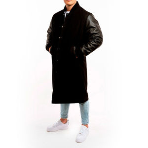 Nouveau luxe 100% laine Chenille broderie noir laine corps et noir cuir manches Letterman Varsity veste manteau pour hommes OEM - Product Image 2