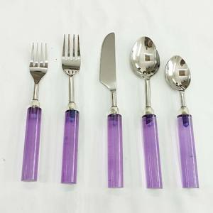 Decorative Tableware Antique Popular Round Thick Resin Handle <b>Cutlery</b> Set Gold Plated <b>Stainless</b> <b>Steel</b> <b>Cutlery</b> for Wedding - Product Image 4