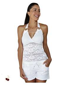 Top corto de punto ajustado a la moda de verano para mujer, camiseta informal de manga corta con patrón bordado frontal, decoración al por mayor - Product Image 2