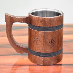 Mug en bois de haute qualité, grande capacité, design classique, avec plateau et cuillère, best-seller pour les restaurants et les fêtes, à prix bas - Product Image 2