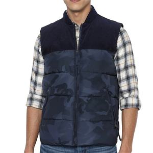 Chaleco acolchado de cuello redondo de alta calidad para hombre, ligero, transpirable, de nailon/poliéster, cálido, impermeable, con cremallera, logotipo para exteriores - Product Image 1