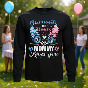 T-shirt à manches longues Burnouts Or Bows Mommy Loves You pour révélation du sexe - Product Image 3