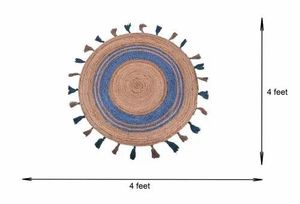 Alfombra redonda bohemia de yute de 4x4 pies, trenzas tejidas a mano, borlas, encanto terroso para salas de estar, alfombras, patios, esquinas acogedoras, Alfombra de estilo indio - Product Image 5