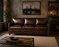 Premium Design Konvertierbares 3-Sitzer Echtleder-Sofa Wohnzimmermöbel Modern Luxuriös Komfortable Sitzgelegenheit Lagerware