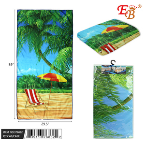 Custom 30\" X 60\" PALM TREE <b>BEACH</b> <b>TOWEL</b> Quick Dry Plush <b>Striped</b> Design Sublimation Printing Cute Style 48pcs/CS Bag Included - Product Image 1