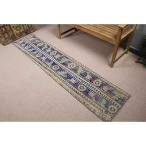 Alfombra de 1.5x7.5 pies, Alfombra Turca Vintage, Alfombra Azul Verde Estilo Suroeste - Product Image 2