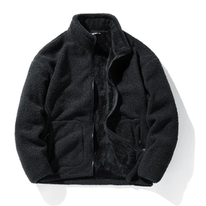 Blouson bombardier en velours côtelé uni mouton hiver Streetwear Style chaud sweat à capuche zippé épais décontracté personnalisé mode hommes doublure en laine - Product Image 4