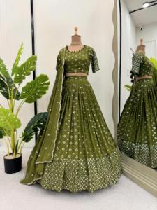 ชุดงานแต่งงานออกแบบสวม lehenga choli กับด้ายและลำดับการทำงาน - Product Image 2