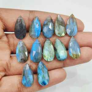 Lote de cuentas de corte de rosa de labradorita Premium, 10 piezas, piedras preciosas de 21x11 MM de Corte Lateral llamativo múltiple para hacer joyas, regalo para ella - Product Image 4