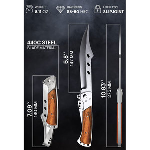 Venta al por mayor personalizado OEM ODM servicio PRESTIGE BLADES cuchillo de bolsillo único alemán Damasco acero supervivencia Drop Point cuchillo plegable - Product Image 2